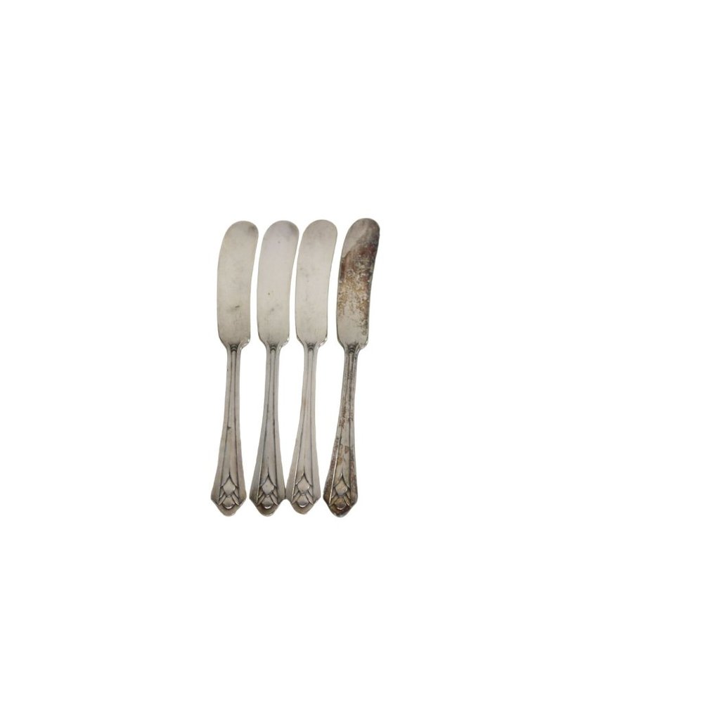 4 Winthrop Metropolitan Butter Cheese Knife Silver Plate Vintage Knives 89878